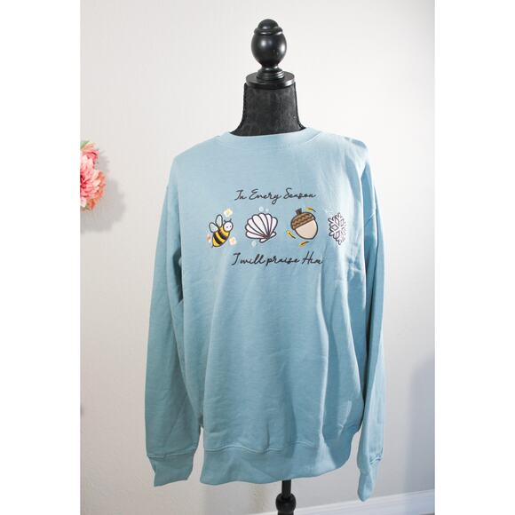 New Size Large Love In Faith In Every Season Embroidered Crewneck Christian Gift - Picture 3 of 4